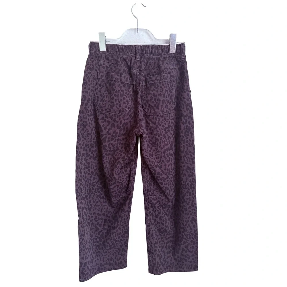 Gap Kids Black Gray Leopard Print Barrel Denim Jeans XL Elastic Waist